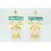 Fashion Designer Long jhumki Earrings Gold Plated With uncut green Stones 2.8'